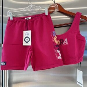NWT MadHappy Matching SET Local Optimist Run Club Matching Shorts & Top in Peony